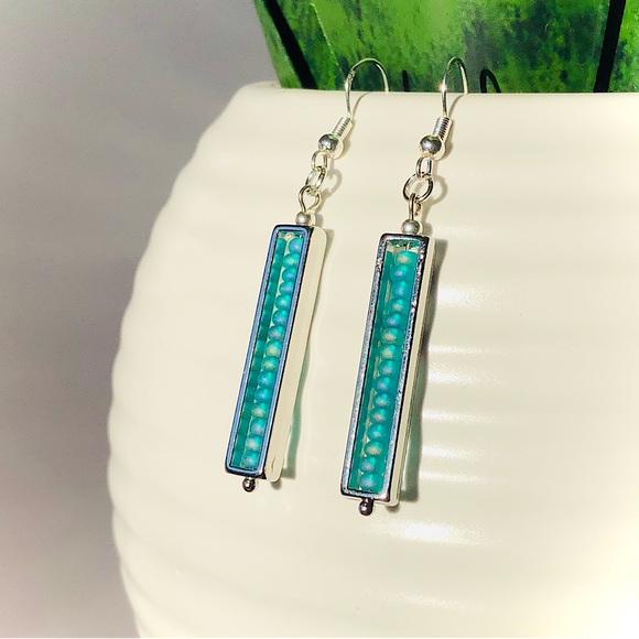 Sea Foam Blue Dangling Earrings - Picture 4 of 8